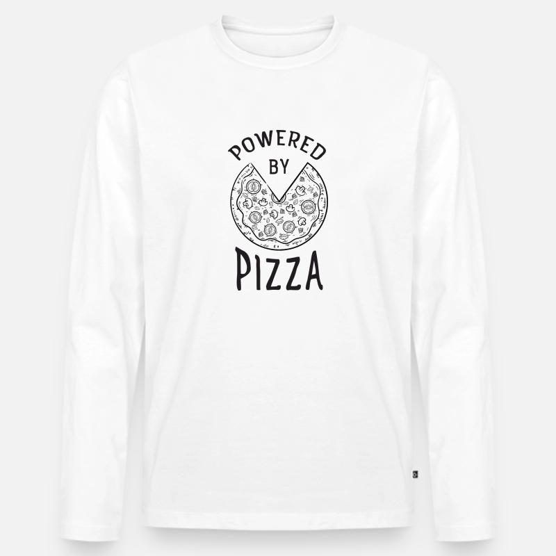 Powered By Pizza - Männer Premium Bio Langarmshirt - Weiß