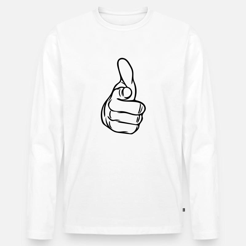 Vector Zeigefinger - Männer Premium Bio Langarmshirt - Weiß