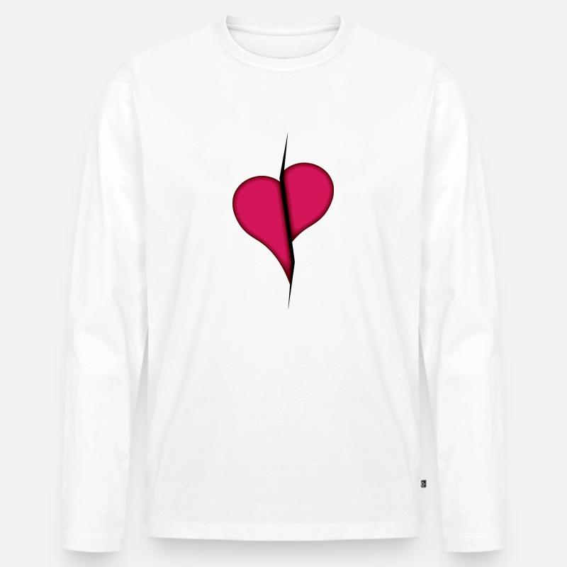 Gebrochenes Herz - Männer Premium Bio Langarmshirt - Weiß