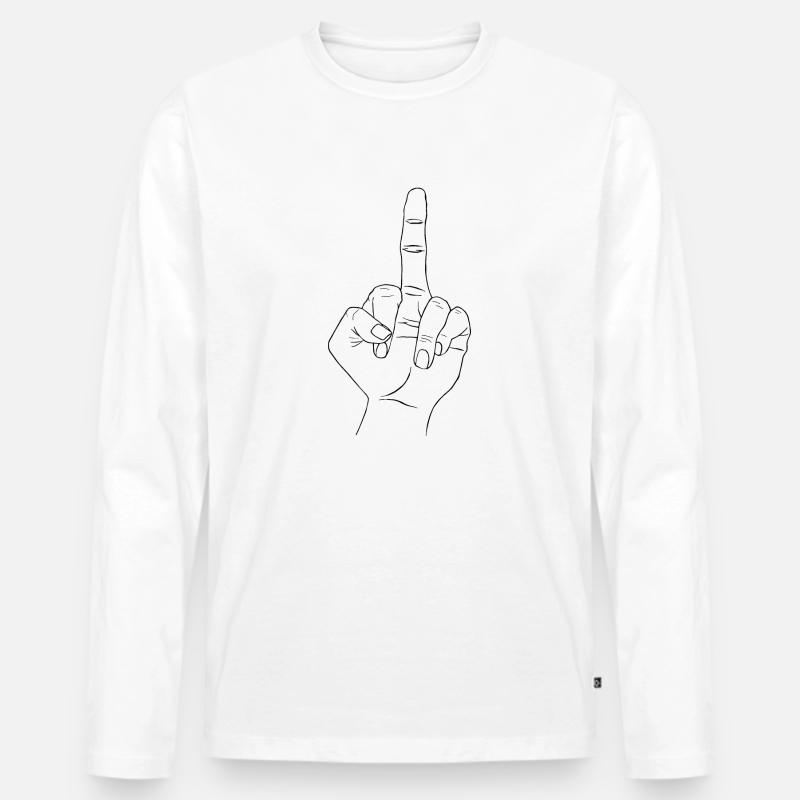 Weißer Finger - Männer Premium Bio Langarmshirt - Weiß