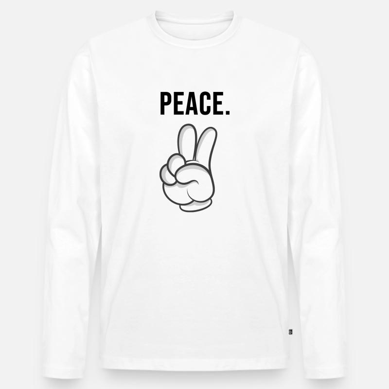 peace hand - Männer Premium Bio Langarmshirt - Weiß