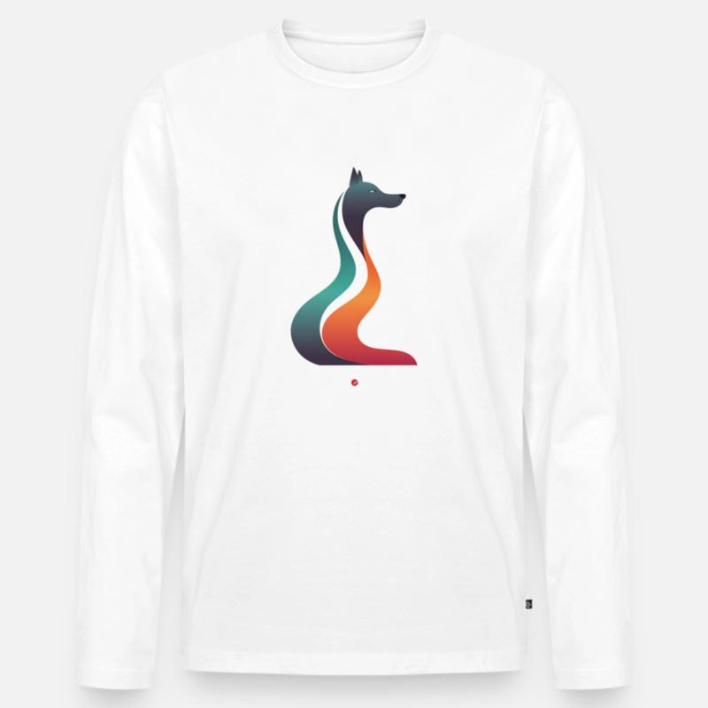 Fuchs Design, Fox - Männer Premium Bio Langarmshirt - Weiß