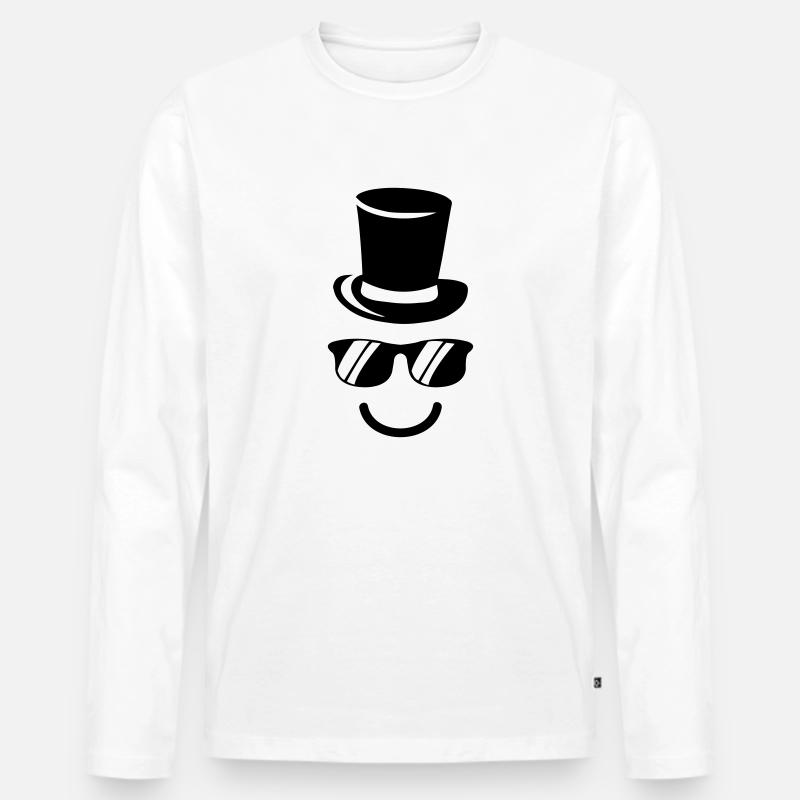 zylinder smileface - Männer Premium Bio Langarmshirt - Weiß