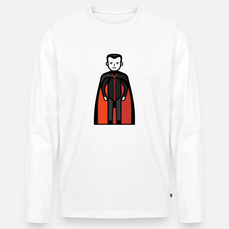 Vampir Halloween Comic - Männer Premium Bio Langarmshirt - Weiß
