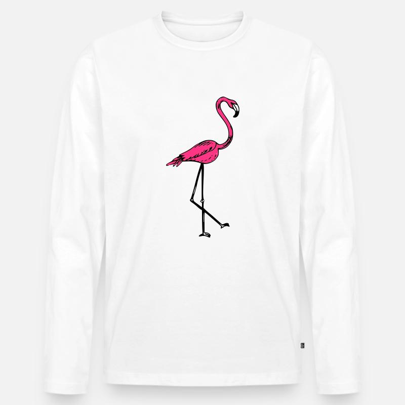 flamingo - Männer Premium Bio Langarmshirt - Weiß
