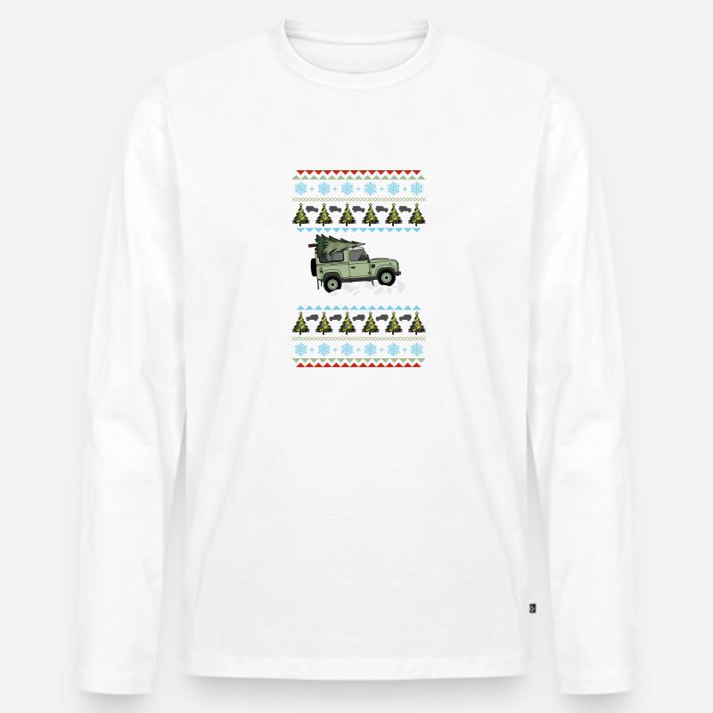 Defender 90 - Weihnachtsbaum - Männer Premium Bio Langarmshirt - Weiß