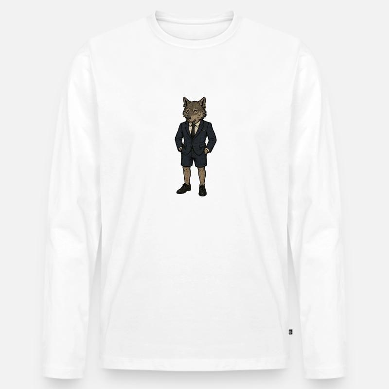 Erfolgreicher Wolf - Männer Premium Bio Langarmshirt - Weiß