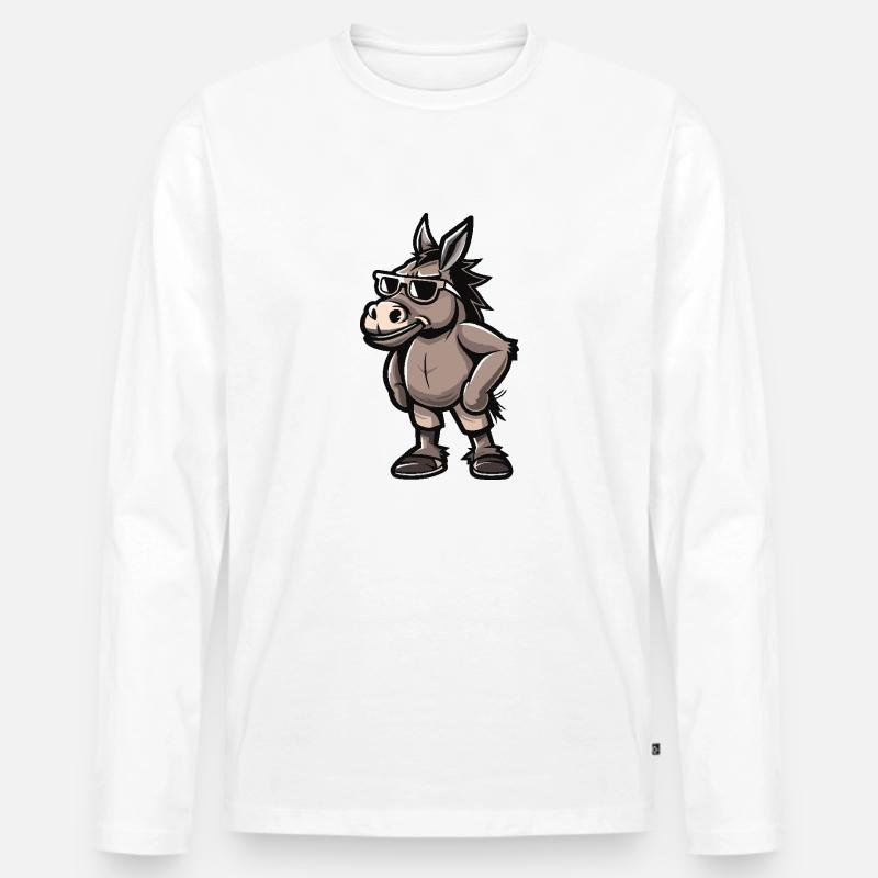 Esel Cool Comic - Männer Premium Bio Langarmshirt - Weiß