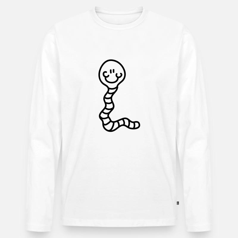 Wurm - Line - Männer Premium Bio Langarmshirt - Weiß