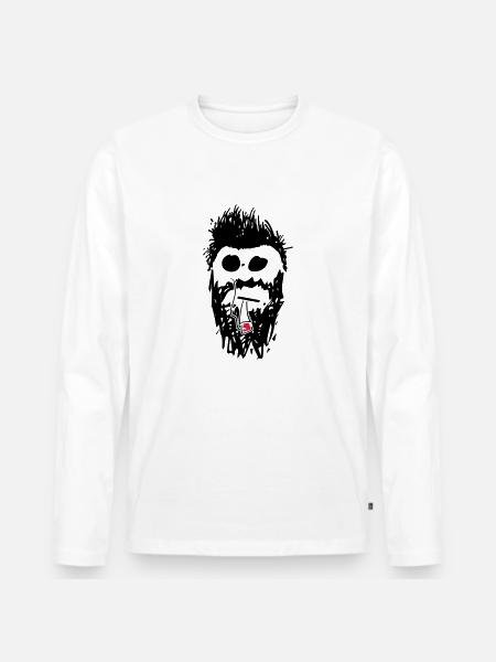 hipster_01 - Männer Premium Bio Langarmshirt - Weiß