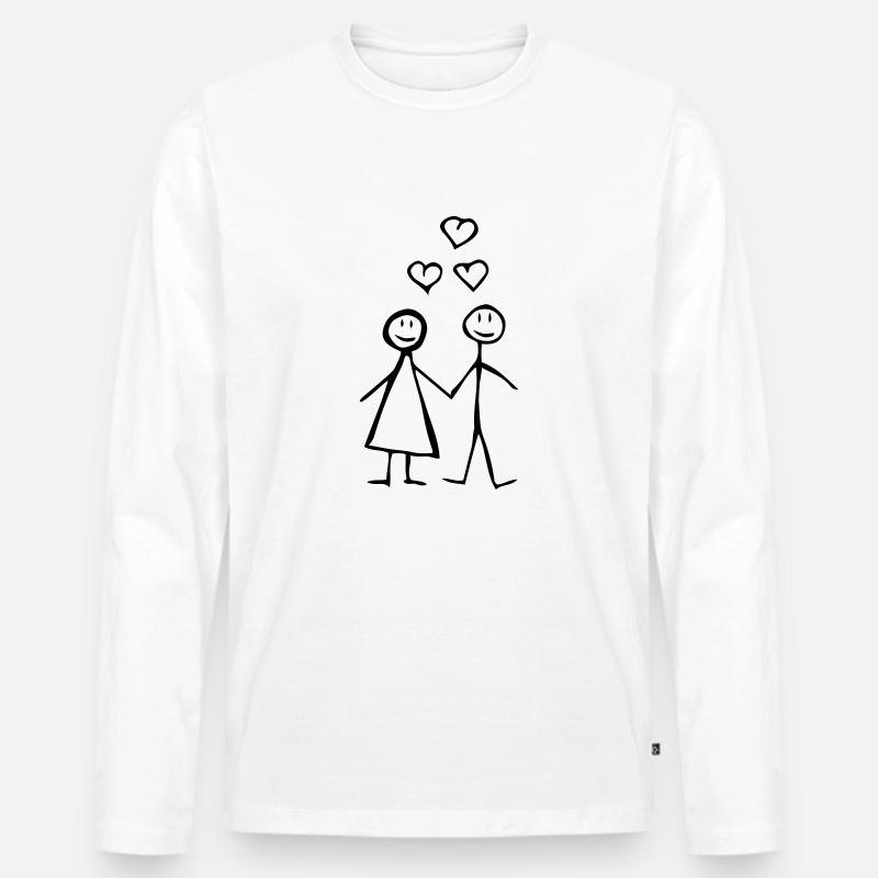 Comic Couple - Männer Premium Bio Langarmshirt - Weiß