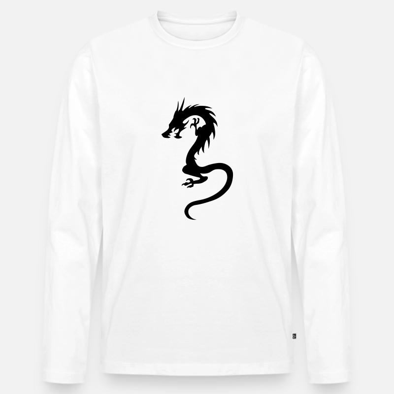 Drache - Männer Premium Bio Langarmshirt - Weiß