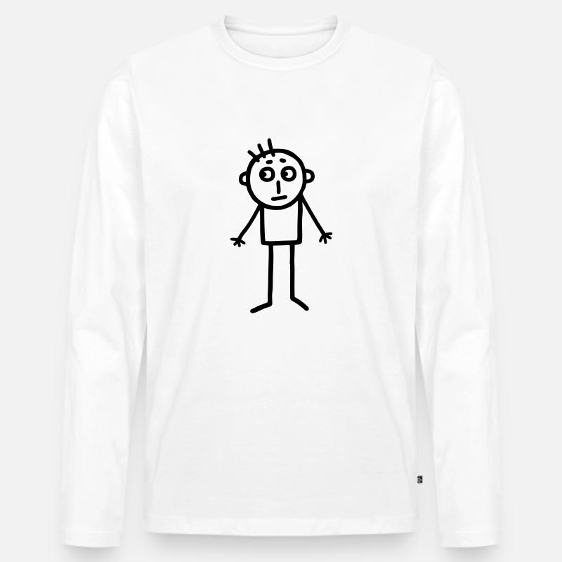 Strichmännchen -Kinderzeichnung - Männer Premium Bio Langarmshirt - Weiß