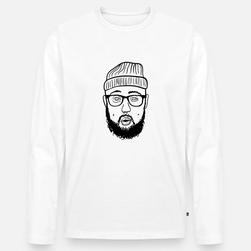 Hipster - Männer Premium Bio Langarmshirt - Weiß