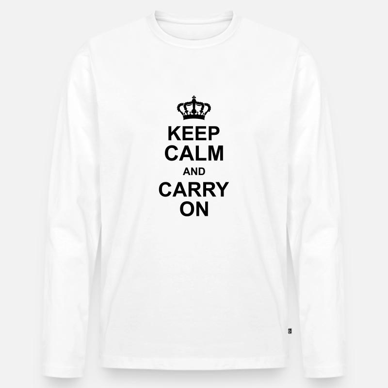 keep calm and carry on - Männer Premium Bio Langarmshirt - Weiß