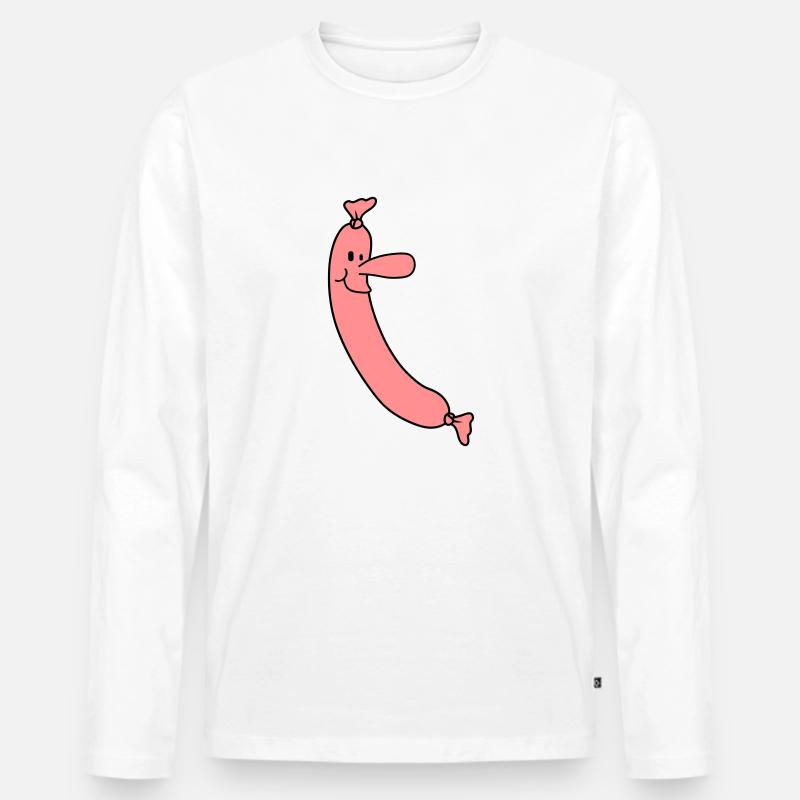 Sausage Man - Männer Premium Bio Langarmshirt - Weiß