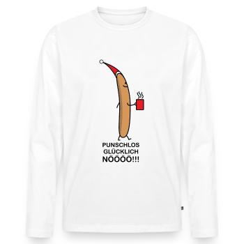 Ohne Punsch - Männer Premium Bio Langarmshirt - Weiß - Vorne - Nico (187cm)