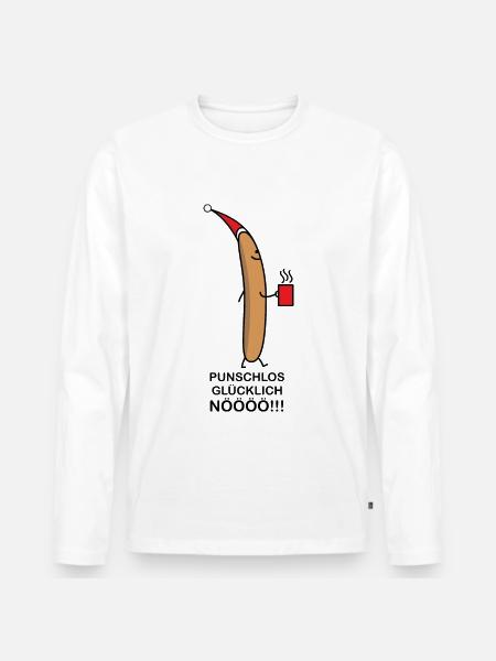Ohne Punsch - Männer Premium Bio Langarmshirt - Weiß
