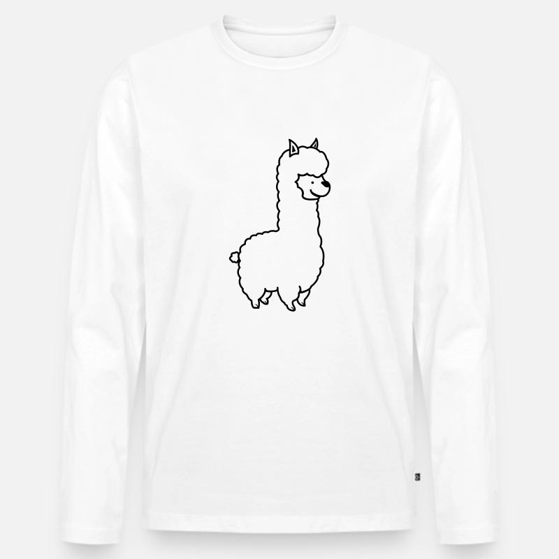 Alpaka - Männer Premium Bio Langarmshirt - Weiß