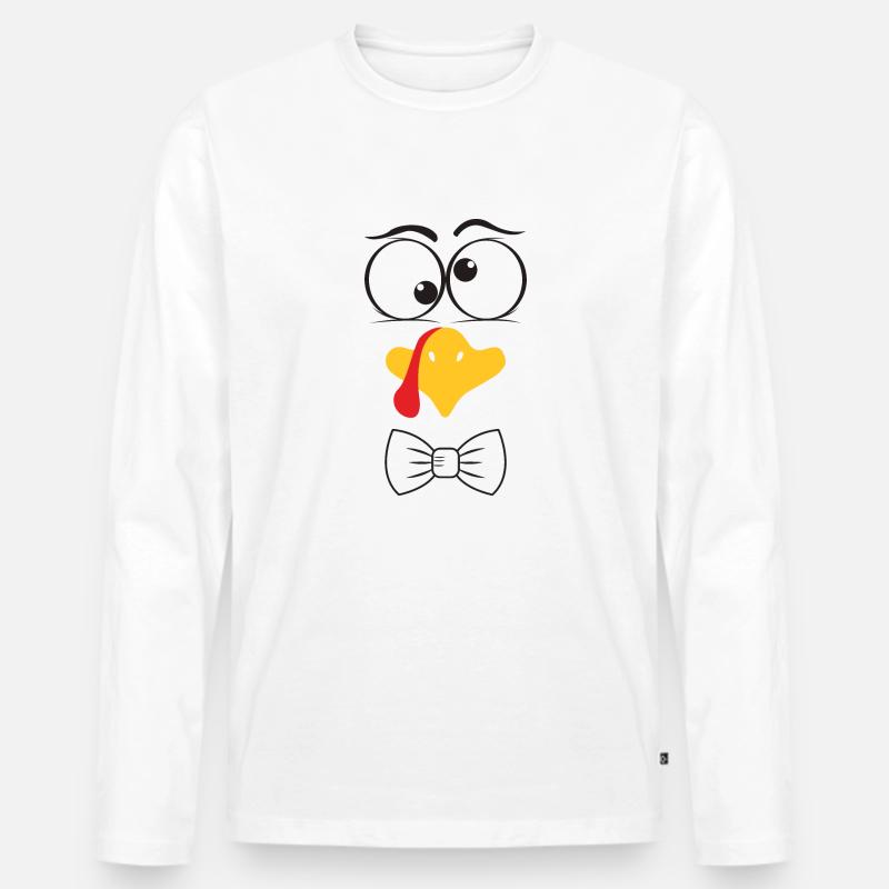Lustiger Truthahn Gesicht Junge - Männer Premium Bio Langarmshirt - Weiß