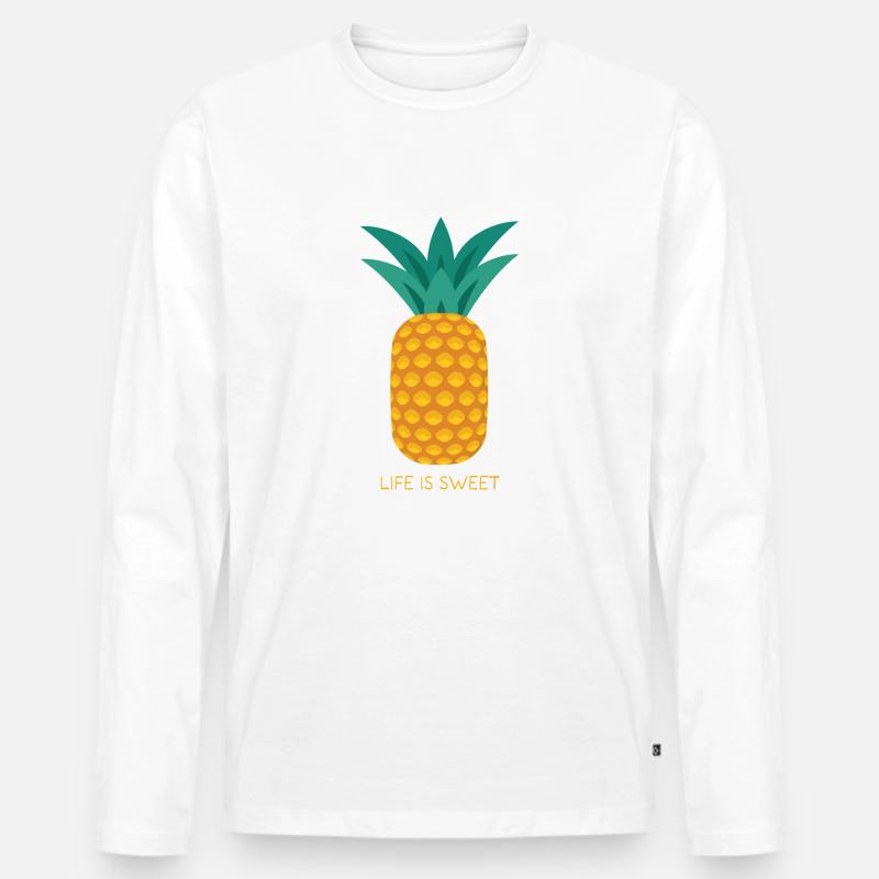 Das Leben ist süß - Männer Premium Bio Langarmshirt - Weiß