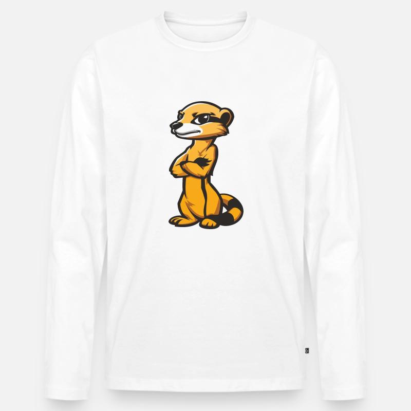 erdmännchen comic - Männer Premium Bio Langarmshirt - Weiß