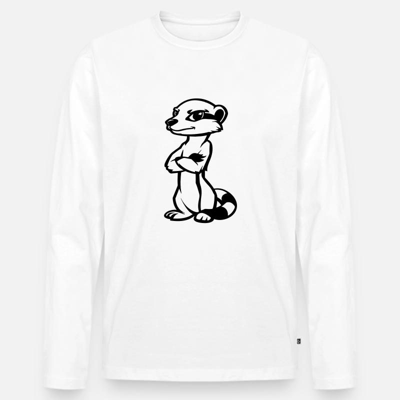 erdmännchen comic - Männer Premium Bio Langarmshirt - Weiß
