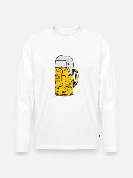Bier - Männer Premium Bio Langarmshirt - Weiß