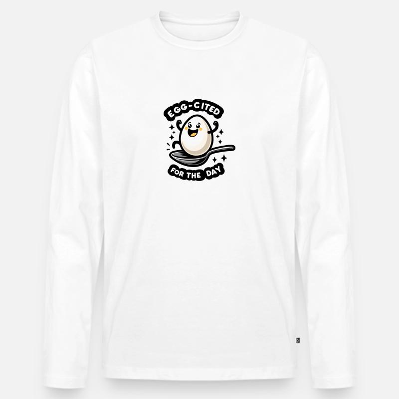 Egg-cited for the Day - Männer Premium Bio Langarmshirt - Weiß