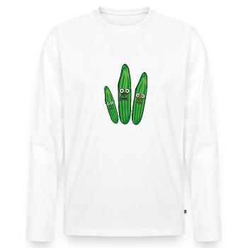 Famille du concombre,Concombre,Concombre,Mouche, Nerd - T-shirt manches longues Premium bio Homme - blanc - Devant - Nico (187cm)
