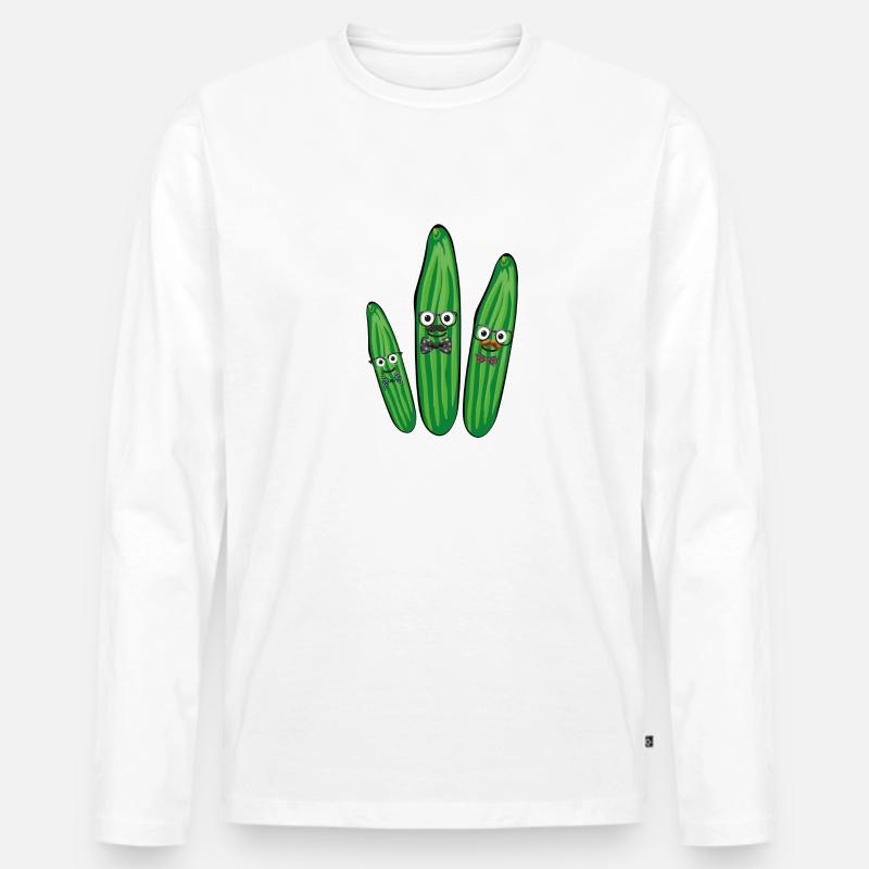gurken familie,gurken,gurke,fliege, nerd - Männer Premium Bio Langarmshirt - Weiß