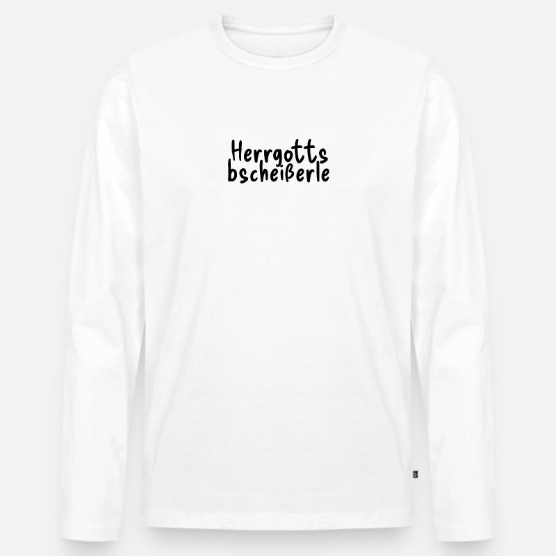 Herrgottsbscheißerle - Männer Premium Bio Langarmshirt - Weiß
