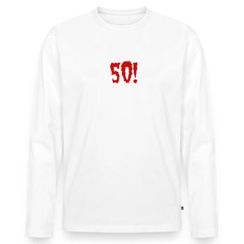 Scream 50 Birthday HARIZ Gift Round - Men's Premium Organic Long Sleeve Shirt - white - Front - Nico (187cm)