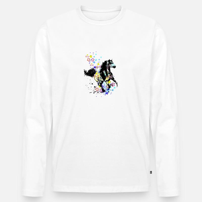 pferd,malerei,bunt, pferde,graffiti,Sterne - Männer Premium Bio Langarmshirt - Weiß