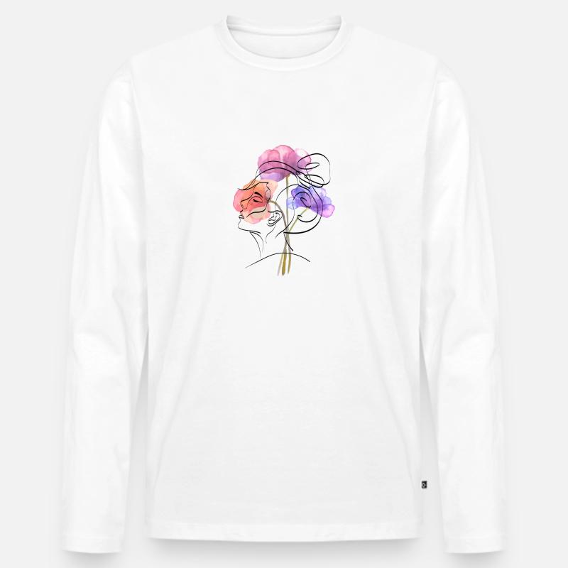Blumenfrau - Männer Premium Bio Langarmshirt - Weiß