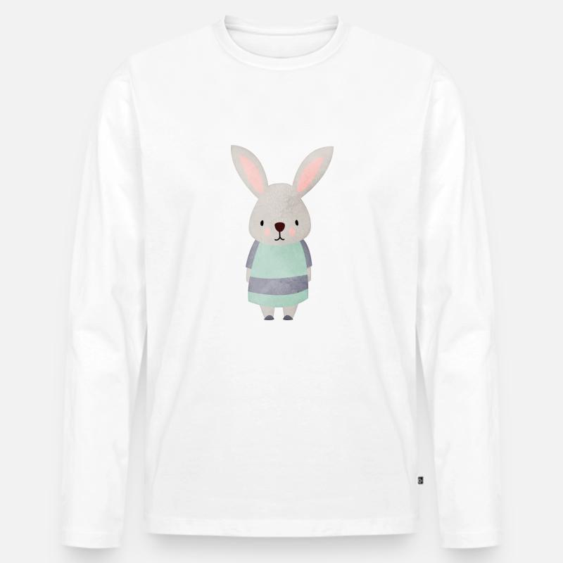 Hase Löffel - Männer Premium Bio Langarmshirt - Weiß