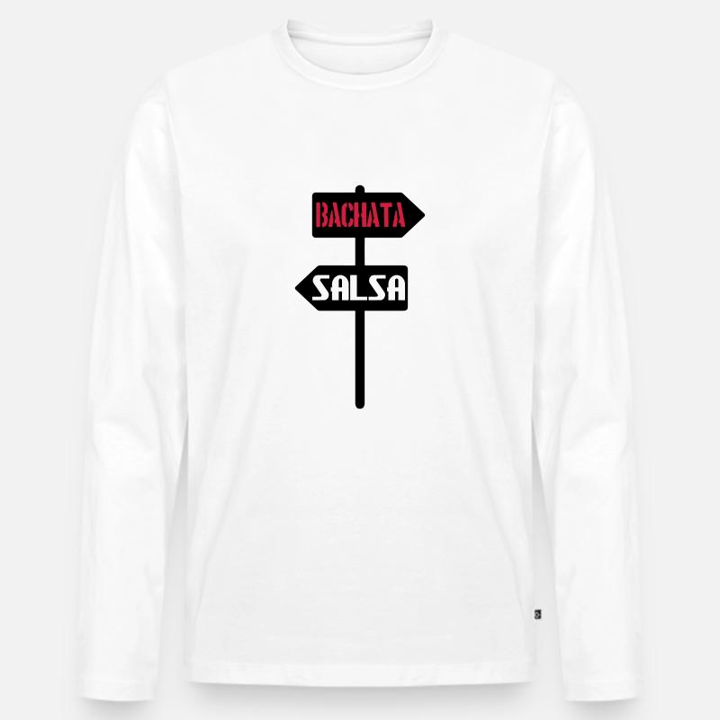 Bachata Salsa Schild - Männer Premium Bio Langarmshirt - Weiß