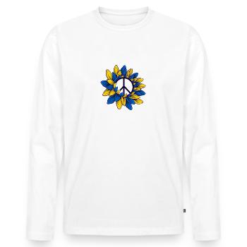 Stand for Ukraine Sunflower Flag - Men's Premium Organic Long Sleeve Shirt - white - Front - Nico (187cm)