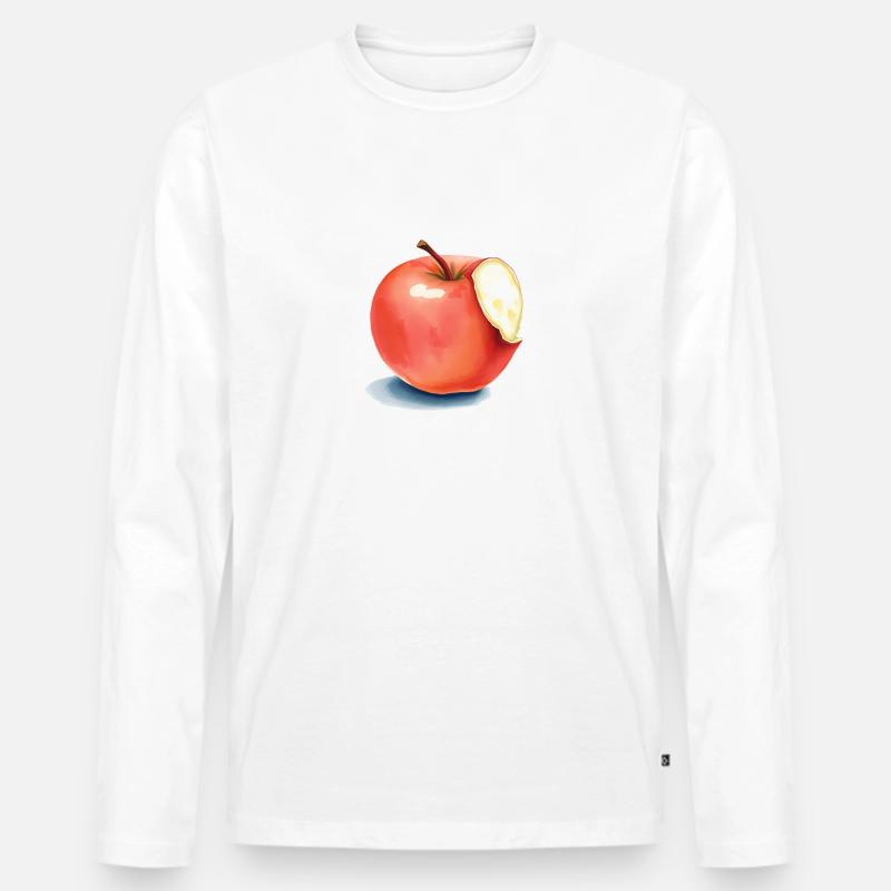 Bemalter Apfel - Männer Premium Bio Langarmshirt - Weiß