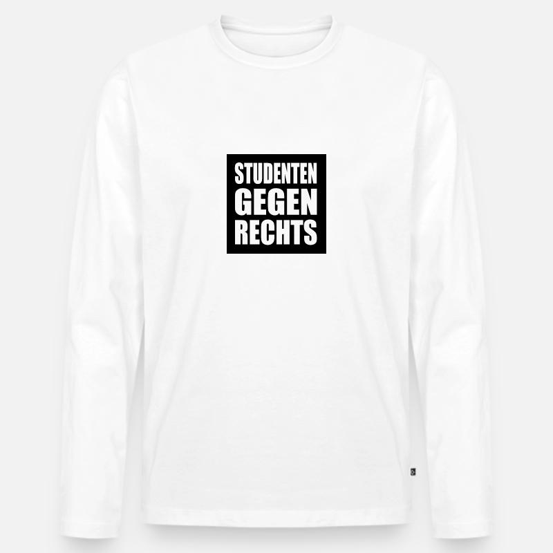 Studenten gegen rechts - Männer Premium Bio Langarmshirt - Weiß