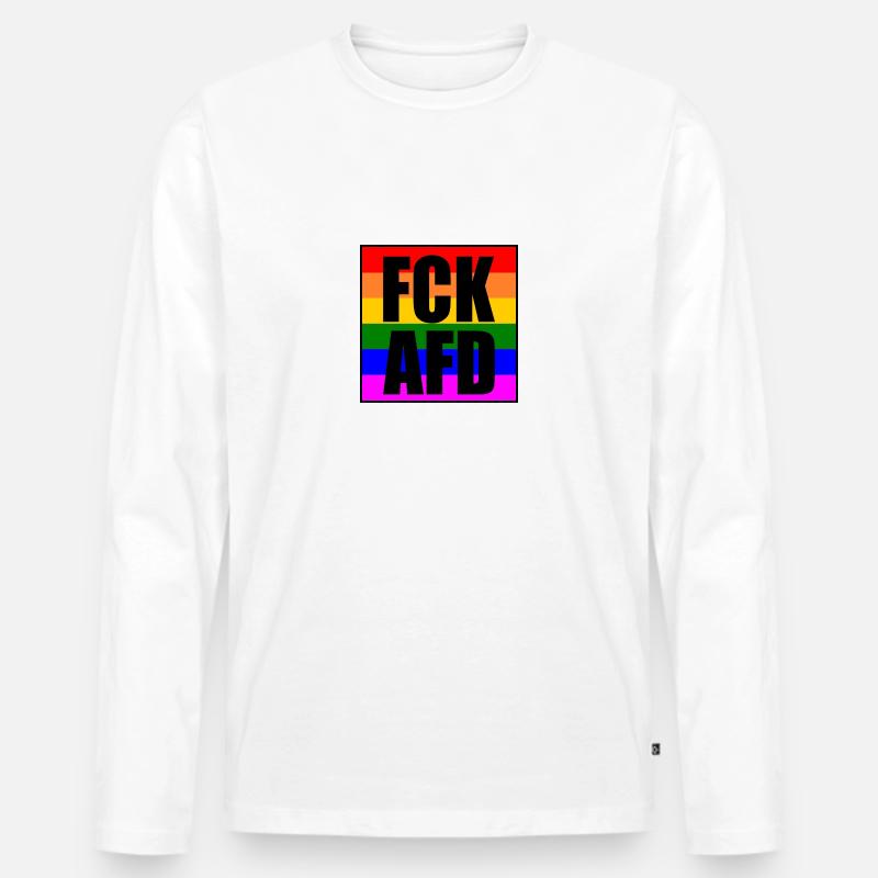 Fck afd - Männer Premium Bio Langarmshirt - Weiß