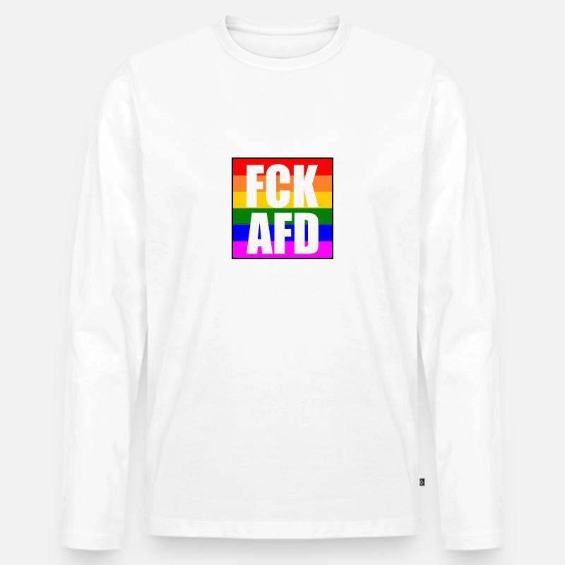 Fck afd - Männer Premium Bio Langarmshirt - Weiß