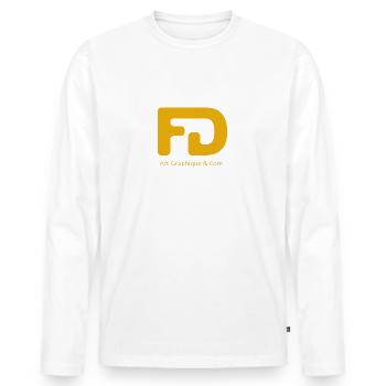 FD Graphiste - T-shirt manches longues Premium bio Homme - blanc - Devant - Nico (187cm)