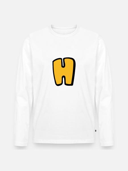 Alphabet H - Men's Premium Organic Long Sleeve Shirt - white