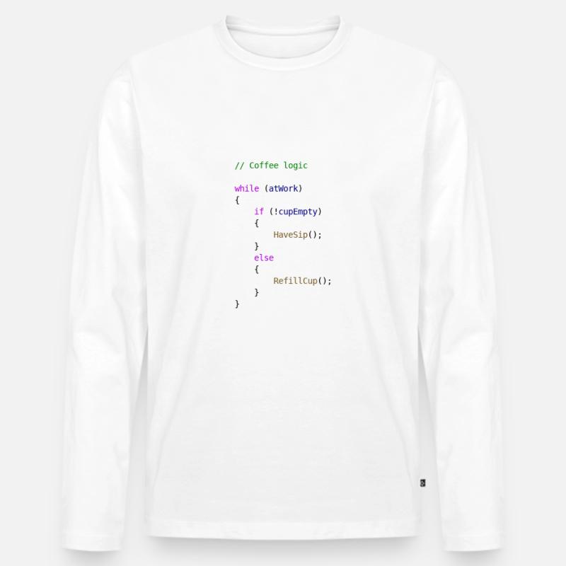 Coffee logic programmer gift idea - Men's Premium Organic Long Sleeve Shirt - white