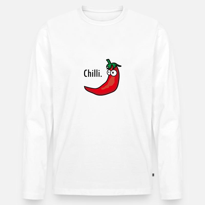 chilli - Männer Premium Bio Langarmshirt - Weiß