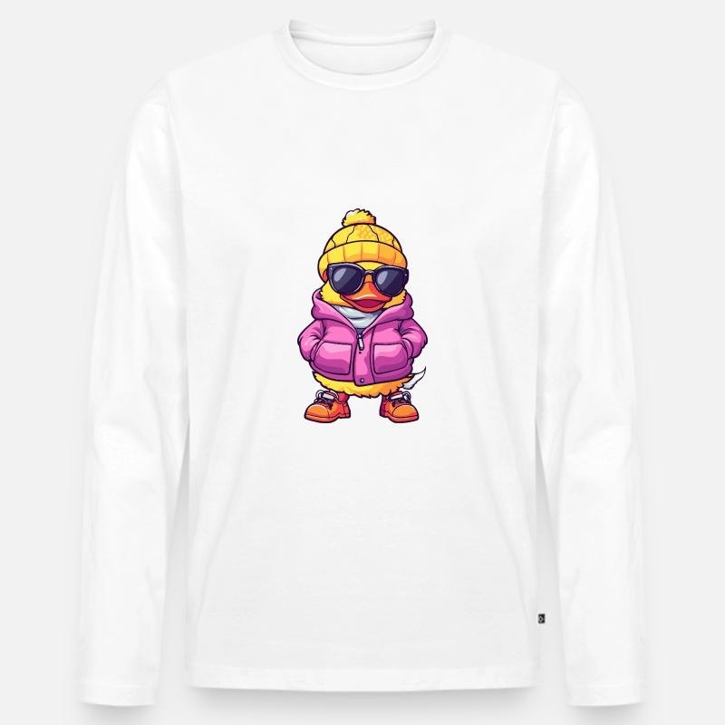 Ente Cool Comic - Männer Premium Bio Langarmshirt - Weiß