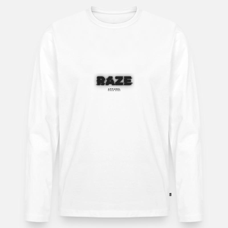 Black And White Modern Typographic Raze - Männer Premium Bio Langarmshirt - Weiß