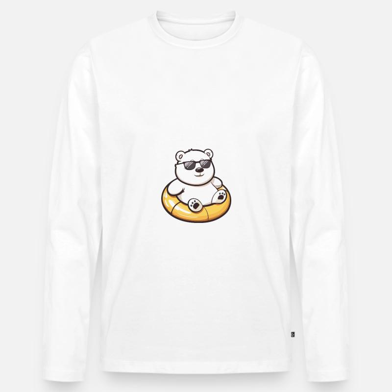 Eisbär Comic Cool - Männer Premium Bio Langarmshirt - Weiß