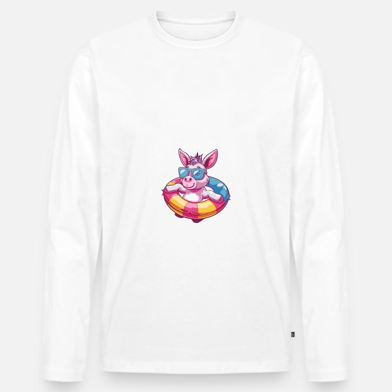Esel Comic Cool - Männer Premium Bio Langarmshirt - Weiß